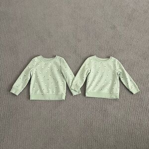 Matching Cat & Jack Mint Sweatshirt with Flower Design Girls sizes 3T and 4T